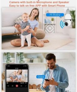 ⁦عرض 3 قطع كاميرا مراقبة ذكية WiFi 360 درجة، كاميرا لمبة بانورامية مزدوجة مع إنذار صوتي وتتبع حركة ورؤية ليلية⁩ - الصورة ⁦6⁩