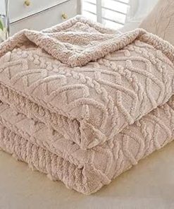 كفر لحاف و بطانيه 2 في 1 فرو جاكار دابل فيس كافيه 220*230 سم مع 2 كيس خداديه