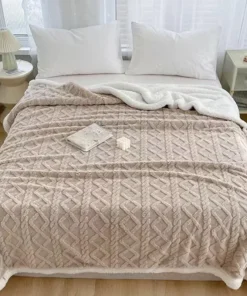⁦كفر لحاف و بطانيه 2 في 1 فرو جاكار دابل فيس كافيه 220*230 سم مع 2 كيس خداديه⁩ - الصورة ⁦3⁩